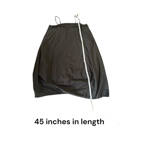 Self Contrast Black Cotton Midi Slip Dress Adjustable Straps Womens L - Picture 8 of 8